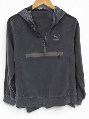 Puma DryCELL Hoodie Womens S Gray 1/4 Zip Relaxed Fit Athleisure Running Travel